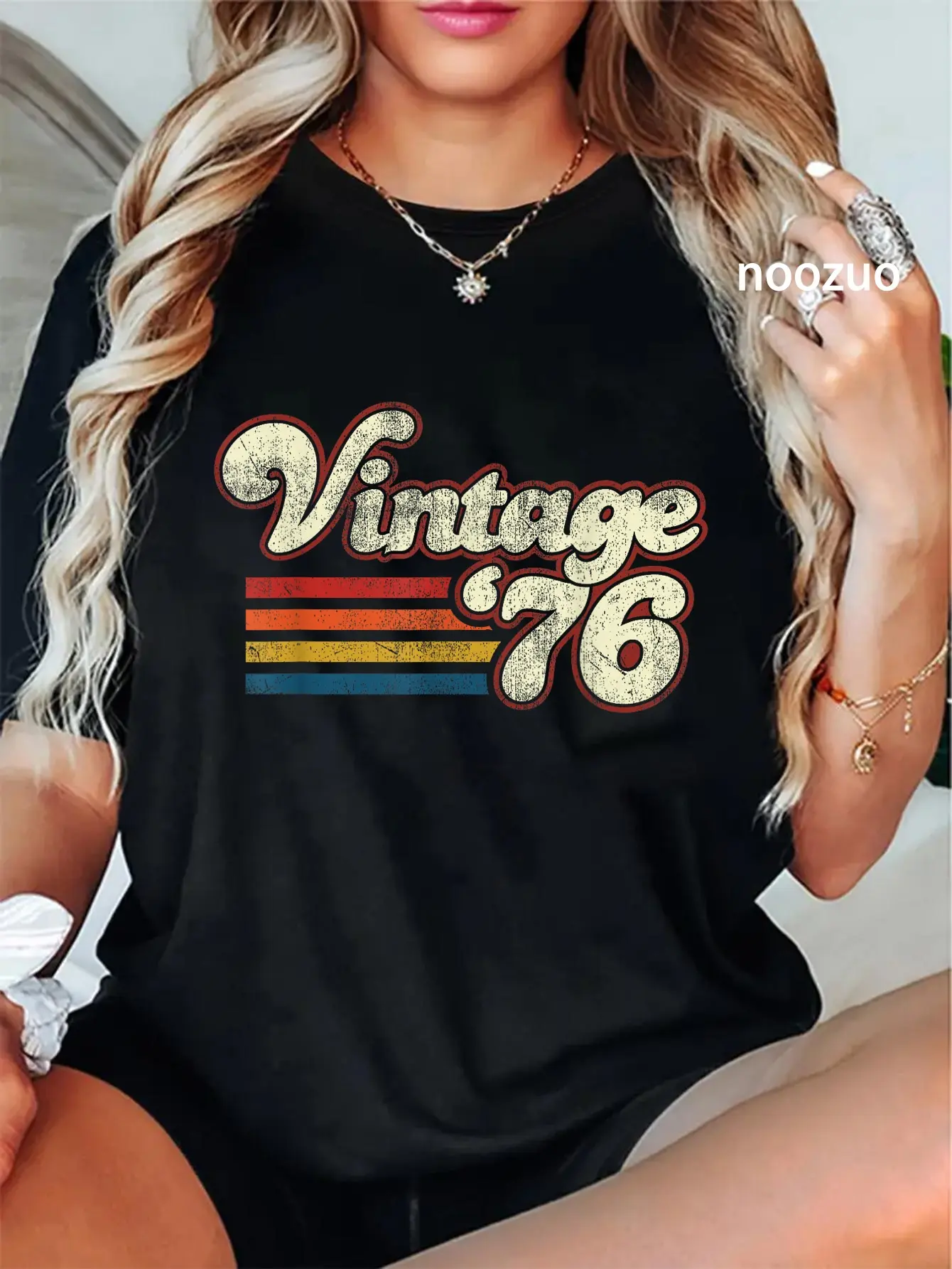 100% Cotton Unisex Vintage 1976 Birthday T-Shirt Retro Birthday Tees Casual Top