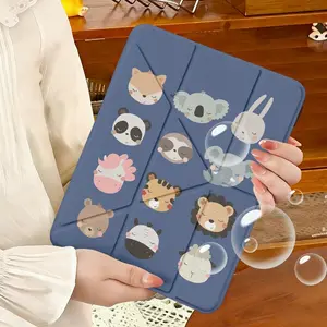 Triple Y-Shape iPad/tablet Case, Tablet Accessories with Pen Holder, Trendy Cartoon Animal Print, Multi-Angle Folding, Anti-Bend, Perfect New Year Gift