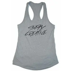 Stay Creative Writing-Heather Grey Girl Tank Top