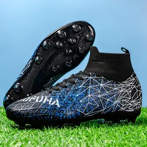 BDHJYDB AG/FG Men's Outdoor Soccer Cleats, Comfortable Lace-Up Design Professional Long-Stud Football Boots for Training and Artificial Turf. High-Top Breathable PU Soccer Shoes in Pink and White Black |   Stylish Durable Stud Soccer Cleats