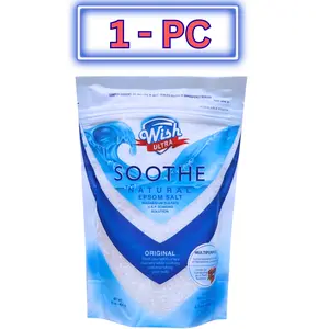 Wish Soothe Original Epsom Salt Bath Crystals 16oz – Relaxing Bath Soak for Daily Bath & Self Care – Pack of 1, 2, 3, 4