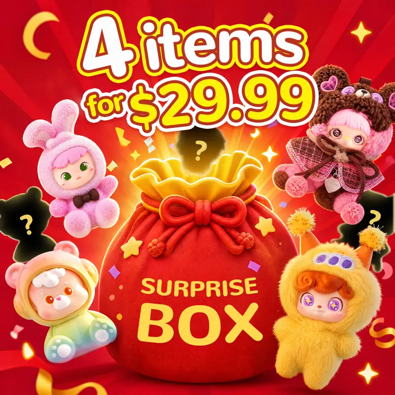 POP Stuffed Toy Mystery Lucky Bag - Year-End Mega Sale 4 Pcs Hobby Box Collectible Blind Pack Super Value Bundle with Surprise Fun, Ideal Birthday Gift, Mystery Bags, Surprise Pack