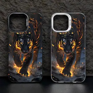 B469 Flame Tiger Forest Interline Phone Cases for IPhone 16/15/14/13/12/11/Plus/Pro/Pro Max series