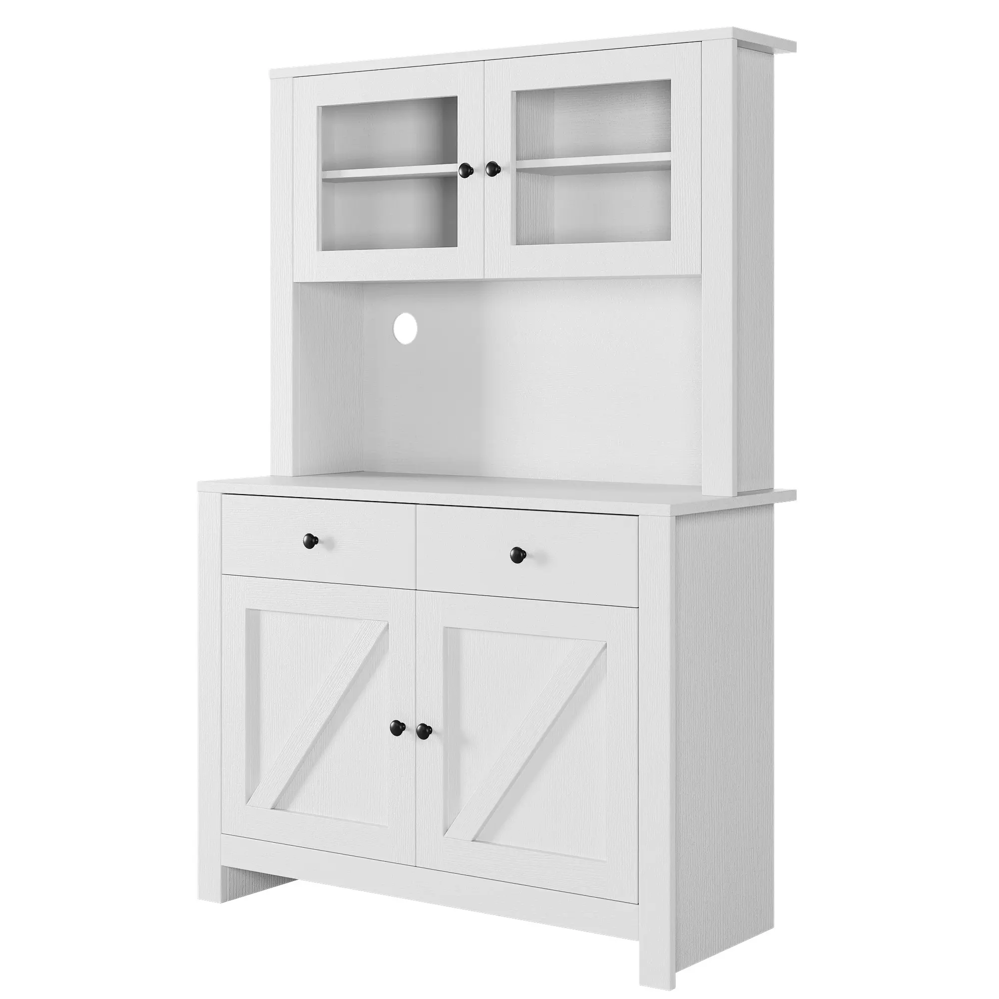 Gray Freestanding Kitchen Pantry Cabinet, Tall Microwave Hutch Buffet Cupboard with Adjustable Shelves, Ideal for Kitchen and Dining Room Storage