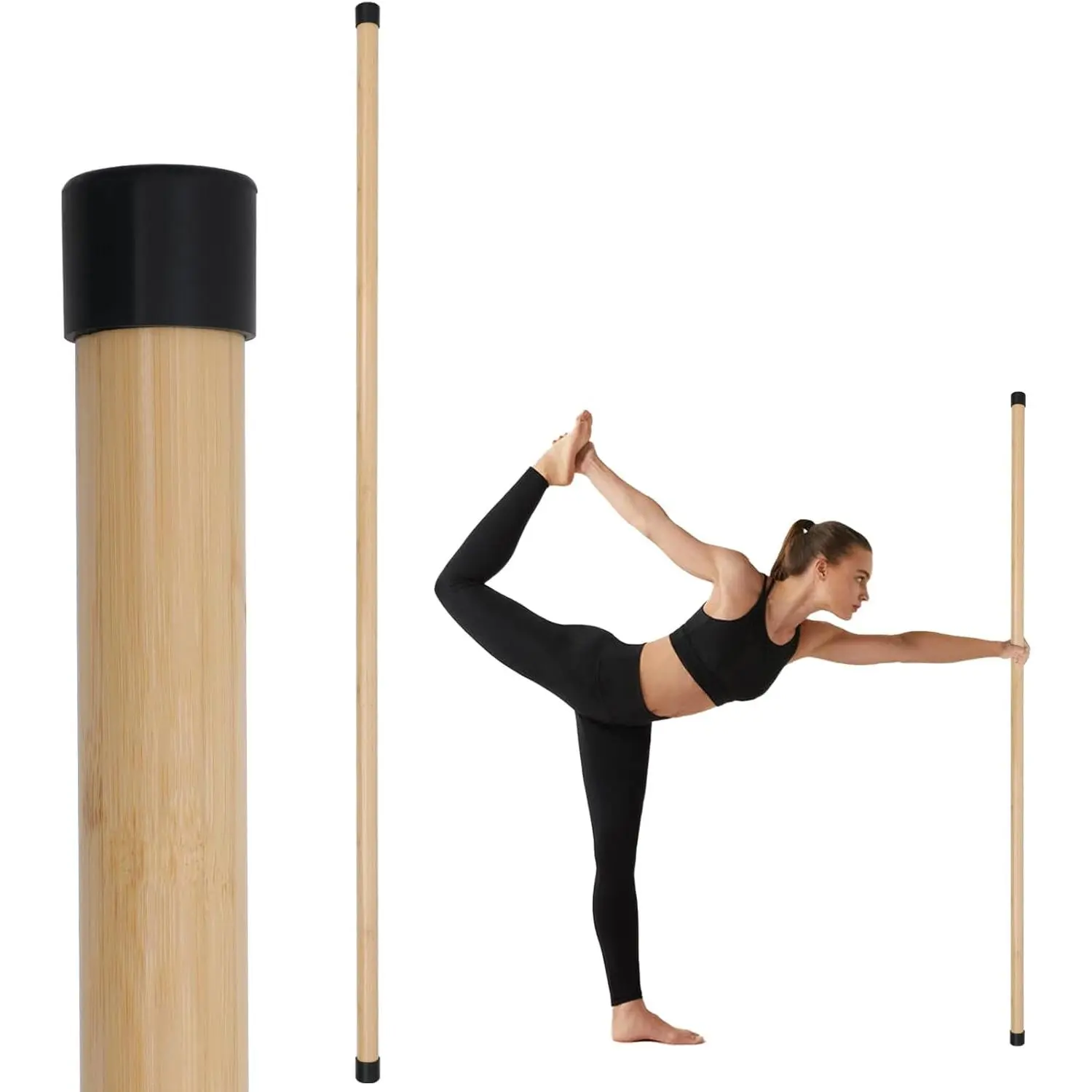 Yoga Stick,  Exercise Stick for Mobility, Stretching Stick with Non-Slip Ends, Exercise Dowel for Pilates, Balance Pole and Stretch Bar for Stretching Equipment