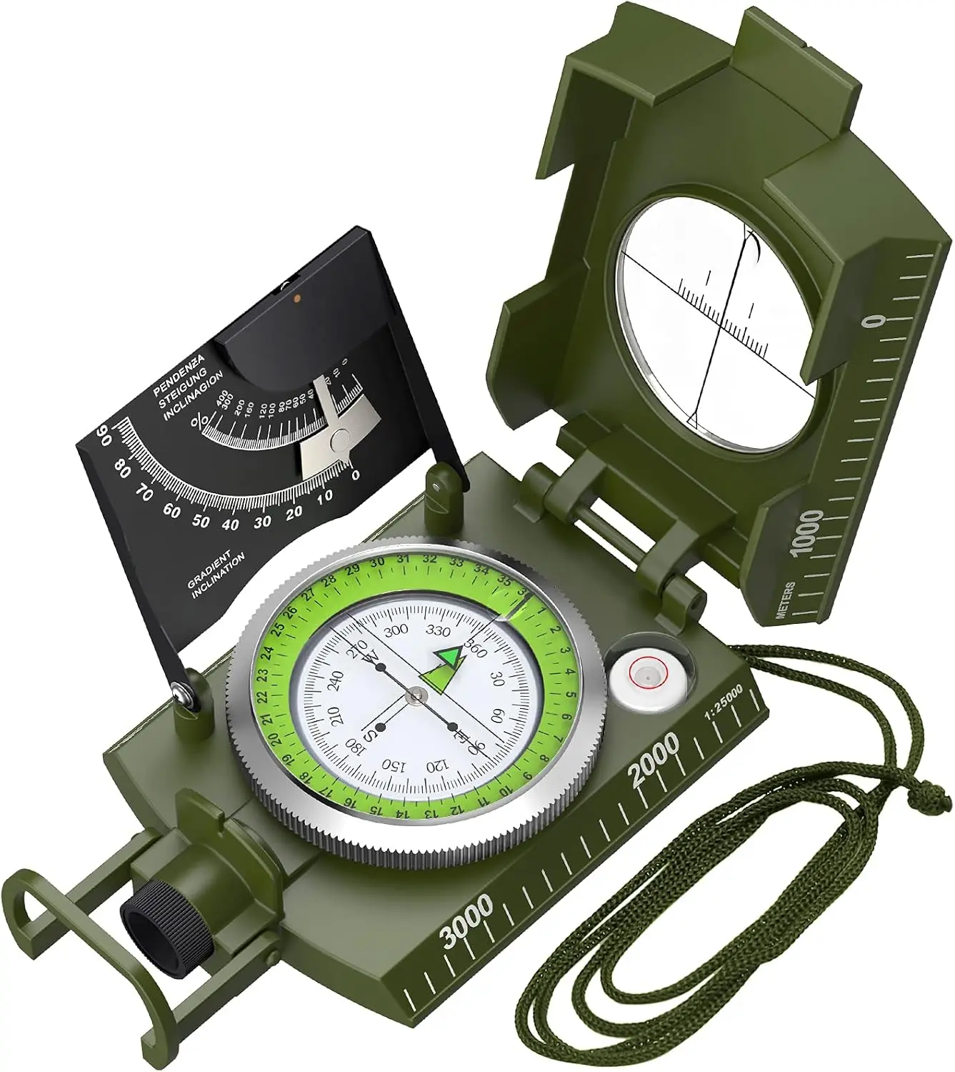 Proster Professional Optic Compass - IP65 Waterproof Durable Metal Compass with Sighting Clinometer, Luminous Feature, Arrow, High Accuracy, Carry Bag for Hiking, Exploring