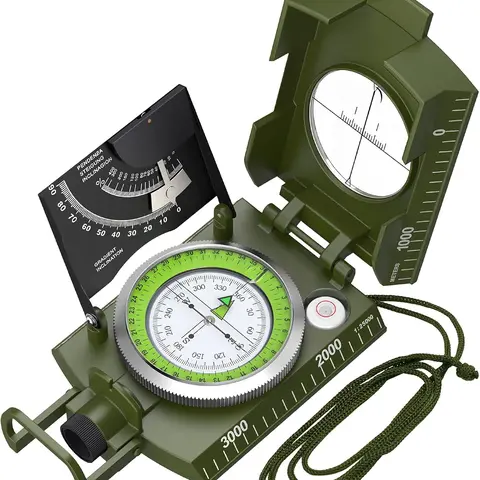 Proster Professional Optic Compass - 330g IP65 Waterproof Shockproof Durable Metal Compass with Arrow, Sighting Clinometer, Dark-read Glow Fluorescent Luminous Feature, High Accuracy, Carry Bag for Outdoor Exploring, Hiking