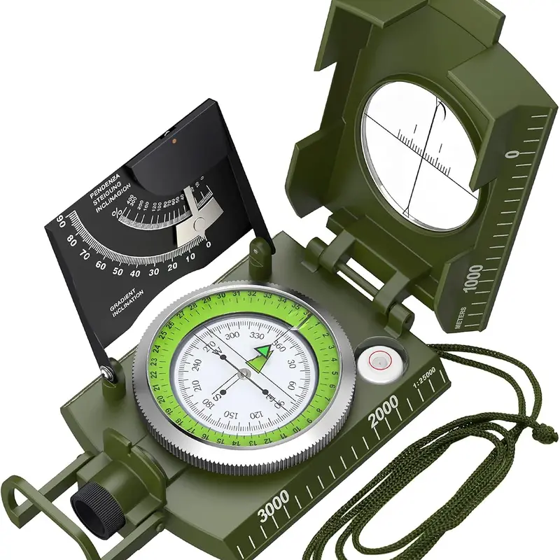 Proster Professional Optic Compass - 330g IP65 Waterproof Shockproof Durable Metal Compass with Arrow, Sighting Clinometer, Dark-read Glow Fluorescent Luminous Feature, High Accuracy, Carry Bag for Outdoor Exploring, Hiking