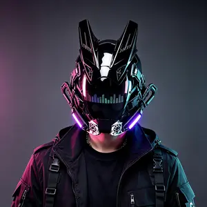 COSTRIBE Rechargeable LED CyberPunk Mask - Breathable Futuristic Face Covering Accessory for Halloween, Rave Cosplay, Accessories