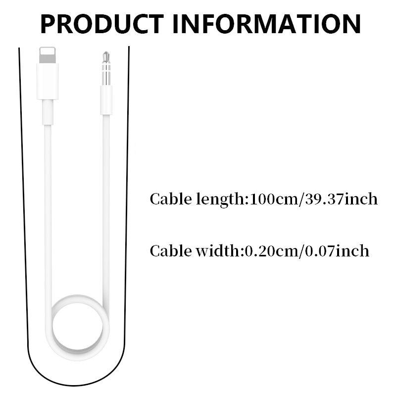 3.5mm Jack Aux Cable Adapter, Stereo Sound Auxiliary Cable, Headphone Jack Adapter Male Head Auxiliary Stereo Audio Cable for iPhone 14/13/12/11/XR/X/8 7