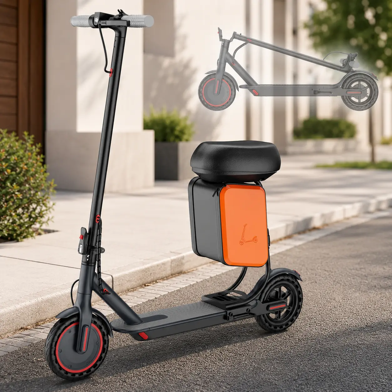 Multifunctional Foldable Electric Commuter Folding Scooter with Seat, 11L Storage Box, 350W Motor, 19MPH Max Speed, 32.2km Range, IP65 Waterproof, APP Control, Dual Brakes, 120KG Max Load (Sports & Outdoor Fitness Scooter Equipment)