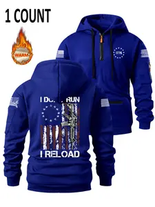 Men's Fall Winter Hooded Sweatshirt, Loose-Fit, Relaxed Fit Casual Design, Fashionable Zipper Pocket Detail, Print, Perfect for Holidays & Daily Wear