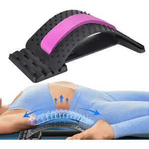 Back Stretcher for Lower Back Pain Relief, 4 Level Adjustable Lumbar Cracker Board Massager, Stretching Device for Scoliosis, Sciatica (Pink)
