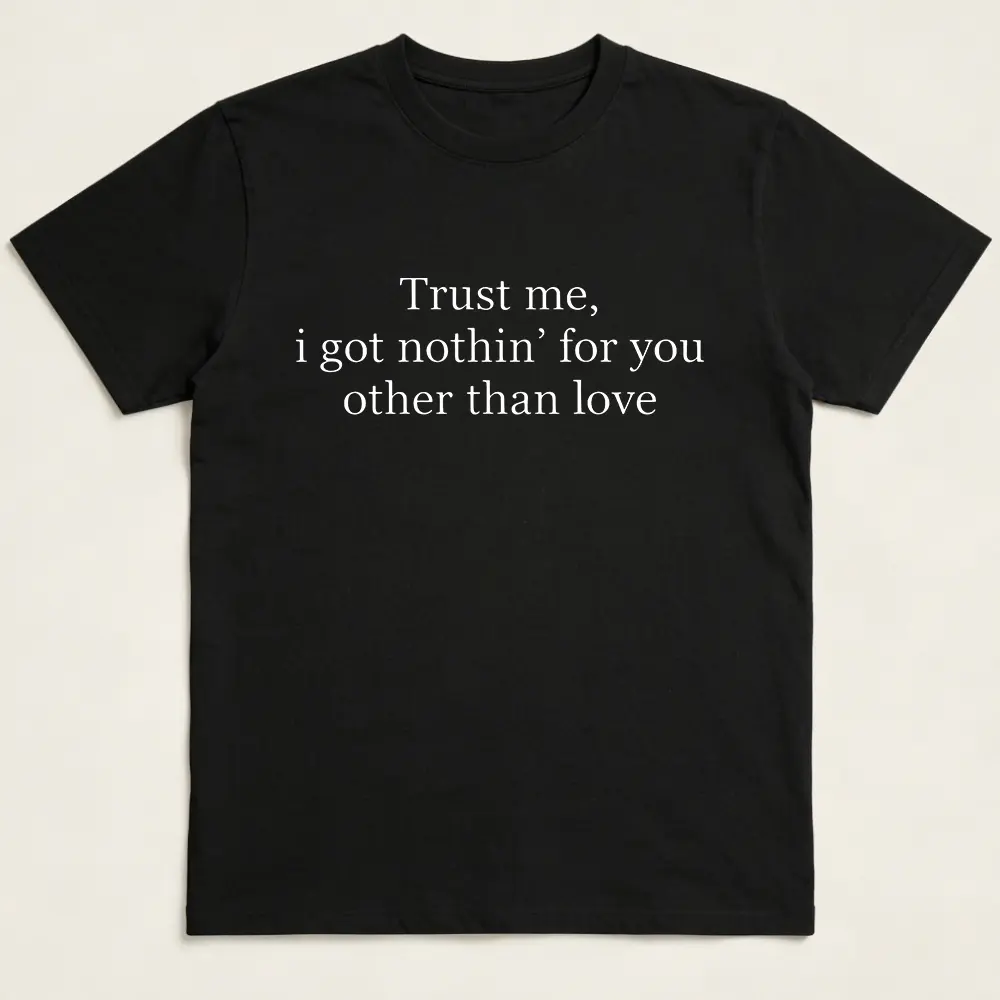 Classic 'Trust Me' Quote Graphic T-Shirt, Unisex Casual Streetwear Top in Smooth Cotton, Baggy Fit with Seamless Design