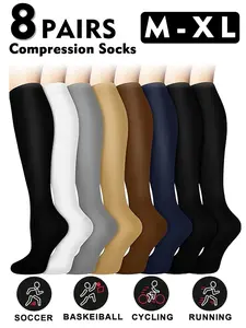 Compression Socks for Men & Women, 20-30mmhg Knee High Design, Running Performance Recovery, 8 Pairs for Circulation Support, Compression Athletic Socks