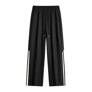 Men’s with Pockets — Solid Color Training/Track ,Straight-Leg Street Fashionable Basic Wide-Leg Design mens jogger workout  men menswear athleisure chino loose long  bagg uncuff boys sweatpants black gym summer fit Casual Loose-Fit Drawstring Pants slacks