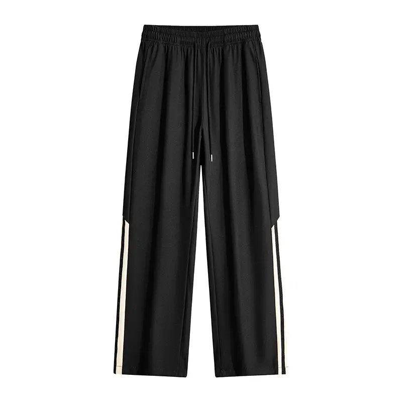 Men’s with Pockets — Solid Color Training/Track ,Straight-Leg Street Fashionable Basic Wide-Leg Design mens jogger workout  men menswear athleisure chino loose long  bagg uncuff boys sweatpants black gym summer fit Casual Loose-Fit Drawstring Pants slacks