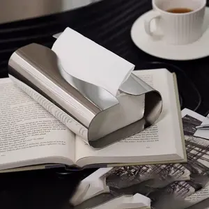 Stainless Steel Tissue Box, 1 Count Modern Tissue Storage Box,  Desktop Tissue Storage Container for Home Living Room Bedroom