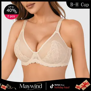 [Maywind] Minimizer Bras forWomen Large Bust Full Coverage Lace Plus Size BraComfortable Stylish Womenswear Elegance Vneck BasicFit Underwire Push Up Minimalist White Bridal Halter Style Everyday Skin Color  bras for women holiday haul
