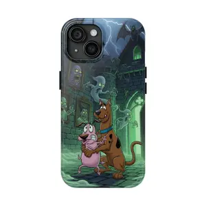 Scooby Doo & Courage Phone Case, Phone Cover Hard Cases, Green Doo Cartoon Phone Case For iPhone 11 12 13 14 15 16/ Pro/Pro Max Tough Case
