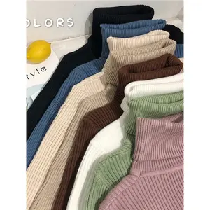 2024 Turtleneck Sweater Womens Autumn Winter Tops Slim Women Pullover Jumper Knitted Sweater Pull Femme Azure Cherry Comfort Knitwear