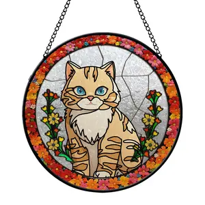 Custom Cat Photo Stained Glass Suncatcher - Personalized Window Hanging Keepsake - Handcrafted Gift Decor Hangable Ornaments