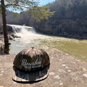Bourbon Bayou Outlaws Bottomland Camo  Cap with "Bourbon Bayou Outlaws" Text Design