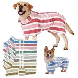Quick-Dry Dog Bath Towel Robe - Ultra Absorbent, Adjustable Closure, Soft Bath Wrap for Small, Medium, Large Dogs - Post-Bath Grooming, Multi-Color Options (Green/Beige, Brown/Teal, Red/Gray) - All-Season Use, Wearable Bath Towel, Ultraabso