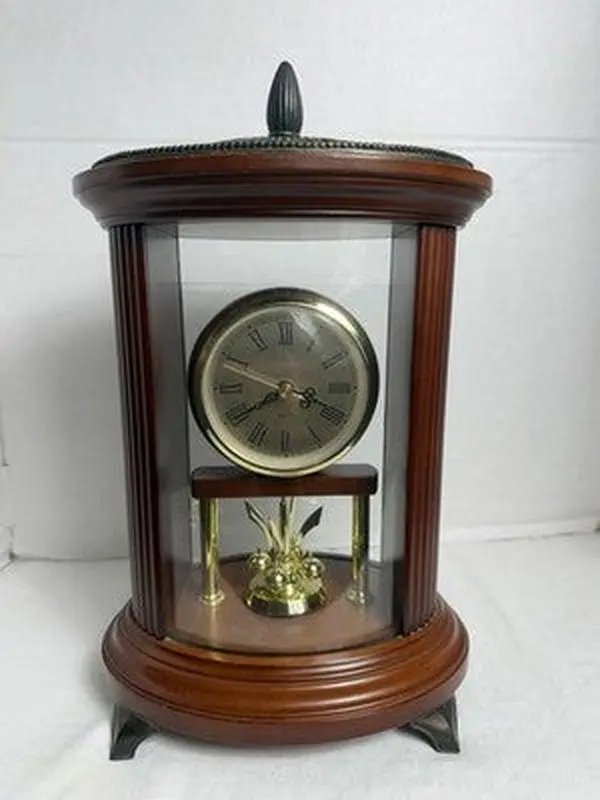 Vintage Bombay Company Cherry Wood Pendulum Desk Clock — AS-IS