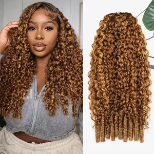 Bling Hair Miracle Knots 12A Burmese Curly Pre-separated Feather Crochet Human Hair Omber Brown Colored #P427 Ombre Highlight Deep Wave Feather Crochet Braids Hair With Spiral Curly End For Braid 50g