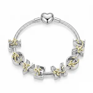 925 Silver-plated 26 Alphabet Initial Letter A-Z Jewelry Charms, DIY Beads fits for Bracelet Necklace, Perfect Gifts for Women Family Friends