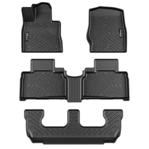 GARVEE Floor Mats for 2020-2025 Ford Explorer 7 Passenger - Anti-Skid, All Weather TPE Floor Liners, 3 Rows, Black - Durable and Custom Fit Protection