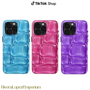 Super Solid Squish Printed 3D Effect Tough Phone Case, Cool Crush IceCube Phone Case, 3D Visual Printed Graphic Hard Phone Cover, Phone Accessories