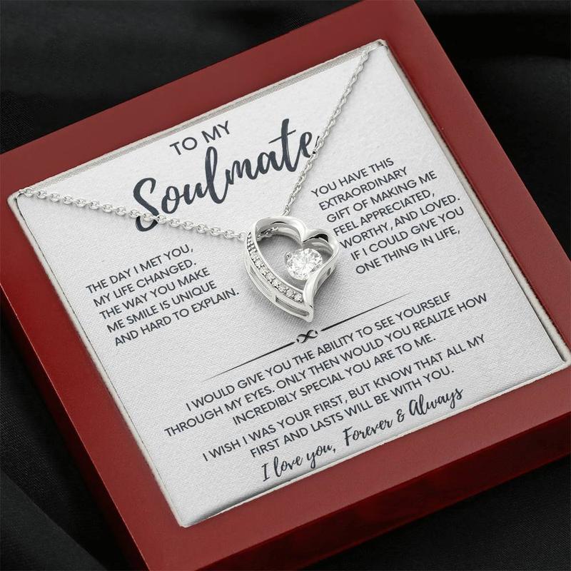 Forever Love Necklace - To My Soulmate Gift, Love Heart Necklace, Birthday Gift For Girlfriend, Soul Mate, Love Partner, Anniversary Gift, Adjustable Chain Length 18"-22" - Necklinphalt