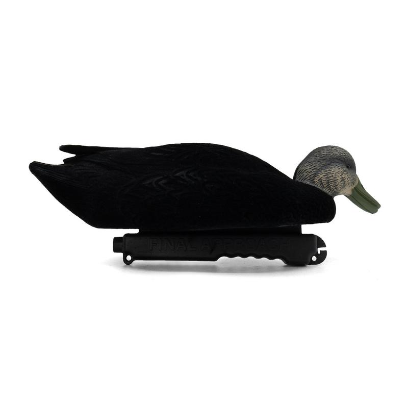 Final Approach LIVE Flocked Black Duck Decoys, 6 Pack