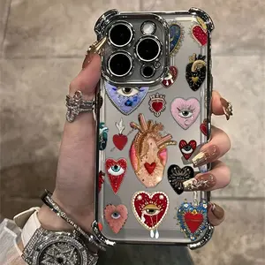 Phone case: Full-Screen Evil Eye Pattern Shockproof Transparent Soft Back Phone Case Suitable for a variety of iPhone and samsung  models, from Iphone 15,17 series to Iphone 11 series