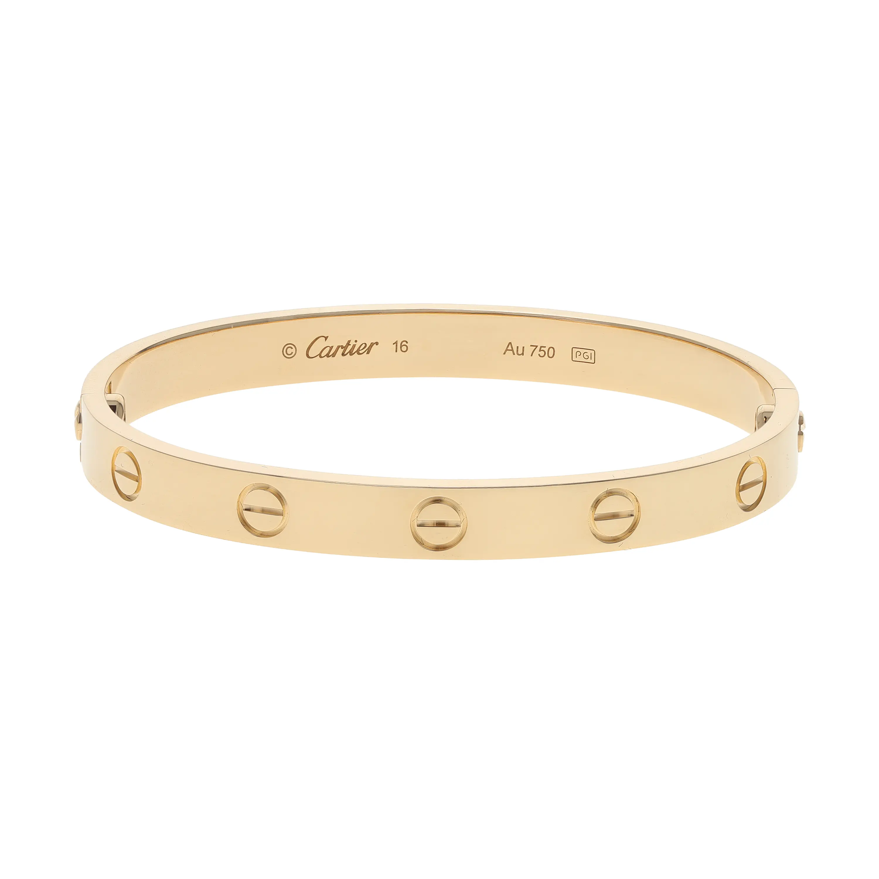 Pre-owned Cartier Love Bangle Bracelet Size 16