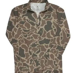 Vintage Duck Camo Quarter Zip – Retro Hunting Pullover, Soft Comfortable Outdoor Long Sleeve Top