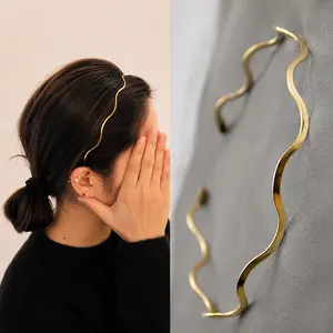 Women's Minimalist Solid Color Zigzag Headband, Chic Gold & Silver Headbands, Casual Trendy Fashionable Hair Accessory for Daily & Party Wear