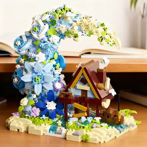 1343pcs Moon Flower Wooden House Building Blocks, DIY Craft Kit, Romantic Gift for Women, Adult Stress Relief, Birthday, Valentine's Day, Christmas