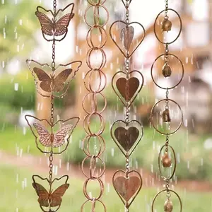Charming Metal Butterfly Wind Chime Rain Chain Garden Art, Indoor Outdoor Iron Decor, Elegant Weather Resistant Decoration