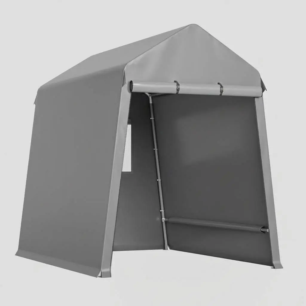 Garvee 7X12FT Heavy-Duty Portable Outdoor Shelter Shed - Waterproof UV-Resistant Carport with Roll-Up Zipper Doors & Vents, Anti-Snow Motorcycle Garage Tent, Black