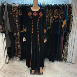 black velvet long sleeve maxi dress with rhinestone