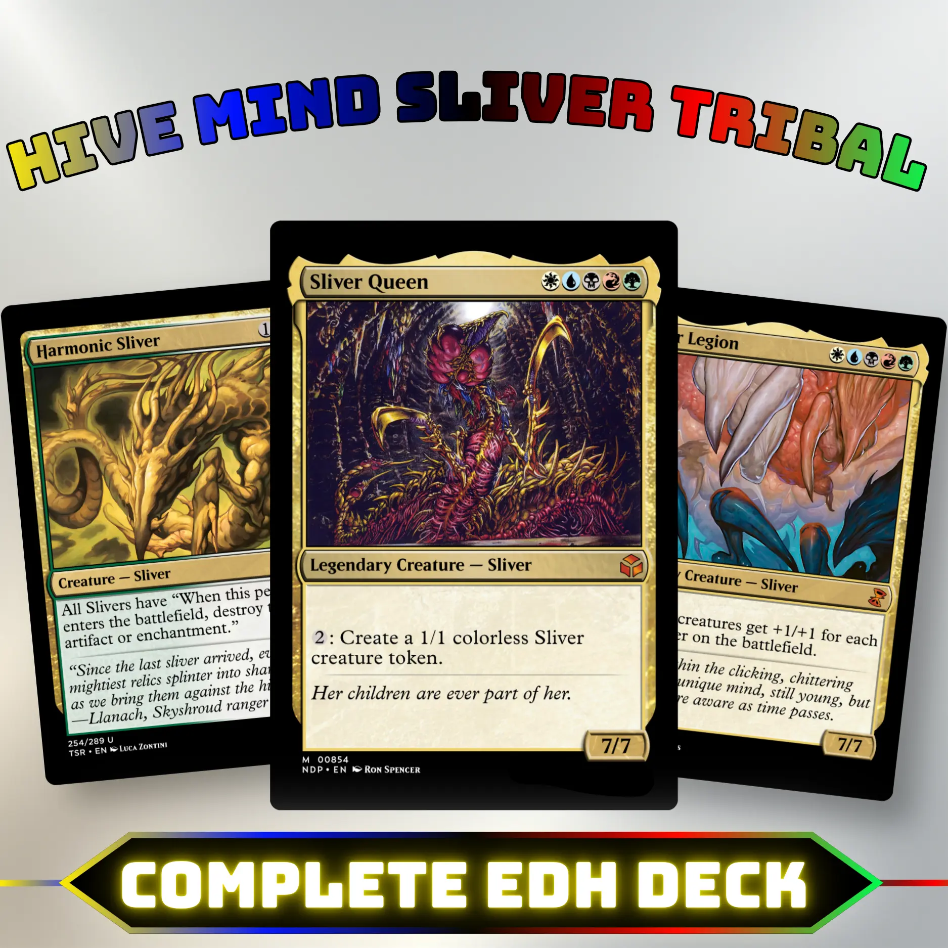 Hive Mind Sliver Tribal Commander Style Deck | 100 Cards + Tokens | Custom Proxy Cards