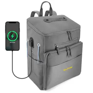 CRAFTISS Crochet Bag Yarn Storage - Christmas Gift - Durable Canvas Yarn Bag for Crochet Accessories – Backpack Organizer with Knitting Accessories Pockets and USB Cable