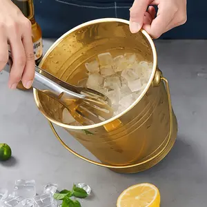 1pc Ice bucket for home use; stainless steel ice bucket for bar, KTV, champagne, beer, red wine; commercial food bucket Home Bar Accessories
