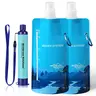 Membrane Solutions Squeezable Compact Outdoor Water Filter Kit - 0.1 Micron Pore Size Water Based Purifier, Portable Straw, 23oz Collapsible Reusable Bottle, 5000L Capacity, E.coli & Chlorine Removal, Durable & Easy to Use for Hiking, Camping