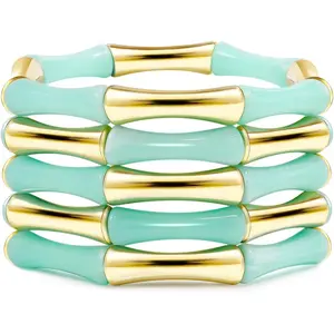 Tube Bangle Bracelets for Women Stackable  Chunky  Beads Stretch Friendship Summer Beach Bracelet