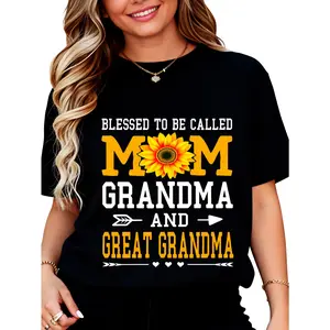 Cotton Blessed to Be Called Mom Grandma Great Grandma Mothers Day TShirt