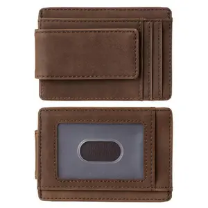 Minimalist Wallet for Men with Magnetic Money Clip Leather Wallet Credit Card Holder RFID Blocking